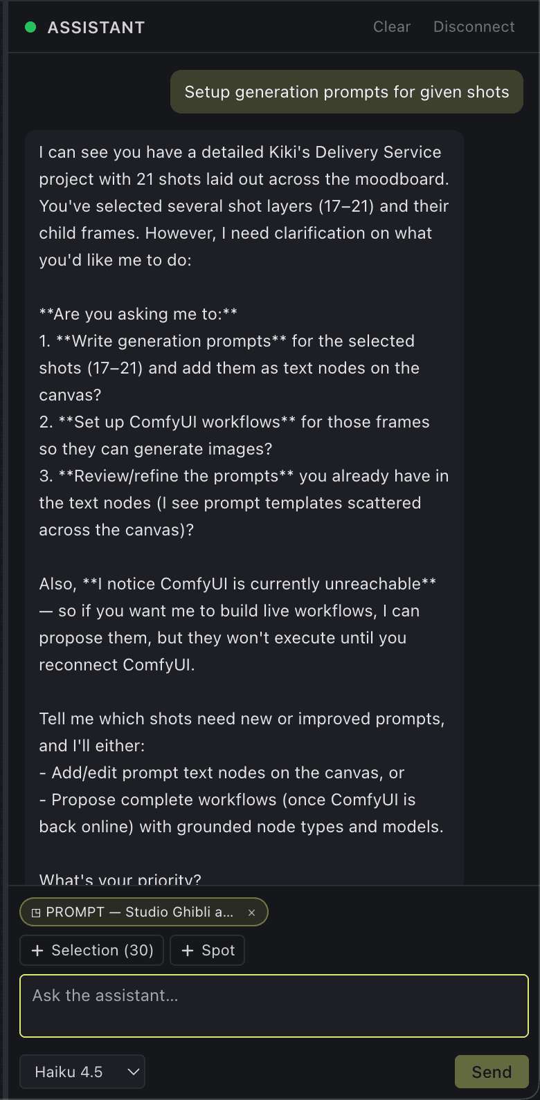 The Inline Studio assistant proposing concrete, one-click changes to the canvas.
