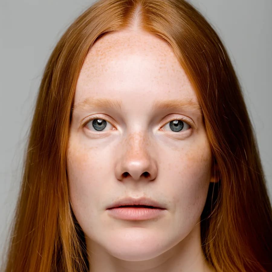 Freckled fair skin with visible pores, made with the Inline skin LoRA on Krea 2.