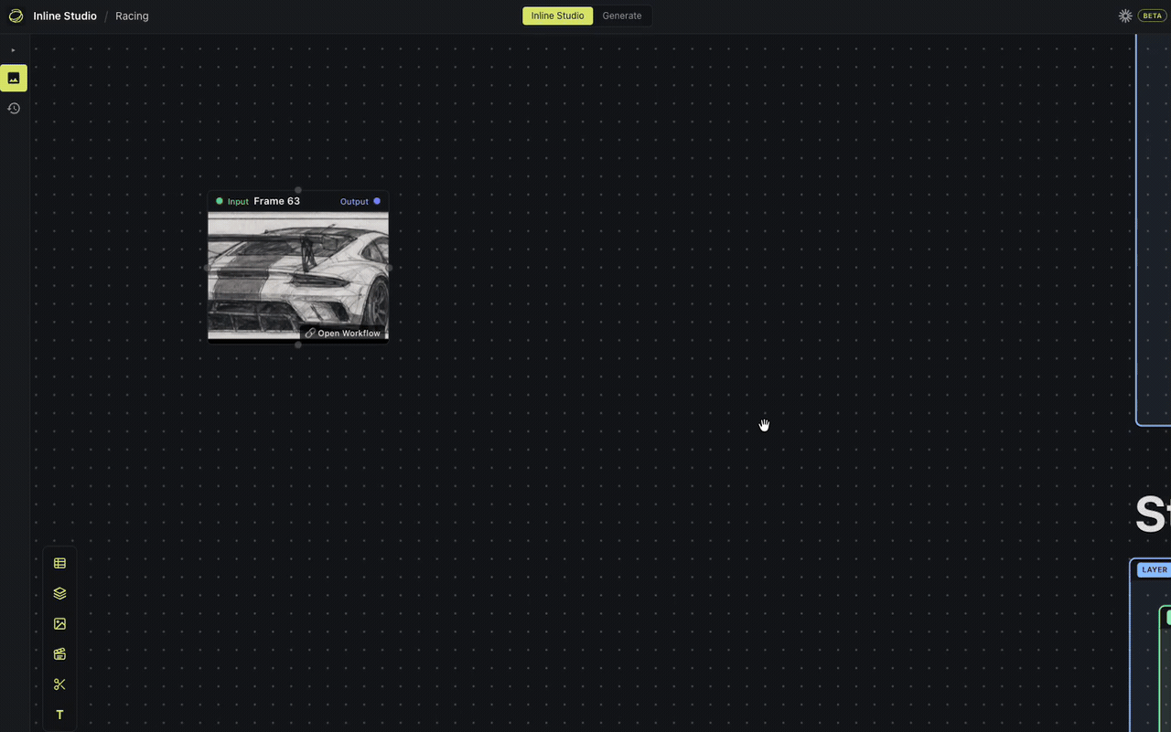 Reviewing a frame's outputs in a Preview node and choosing the hero shown on the canvas.